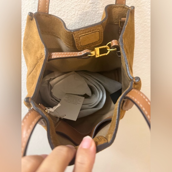 NWT Madewell Mini Suede Shopper Tote - Dried Acorn Multi - Picture 5 of 5